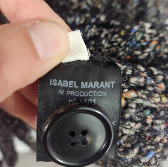 Isabel Marant ETOILE Oversized Long Cardigan, Size 42 Black Speckled Multicolor - Picture 8 of 15